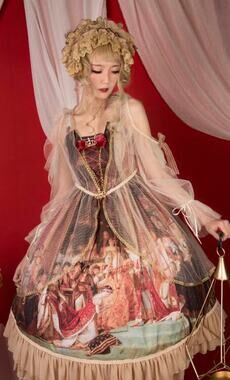 Miglioli Miette Sheer Gold Lolita Overlay Duster Cardigan Fairycore Renaissance